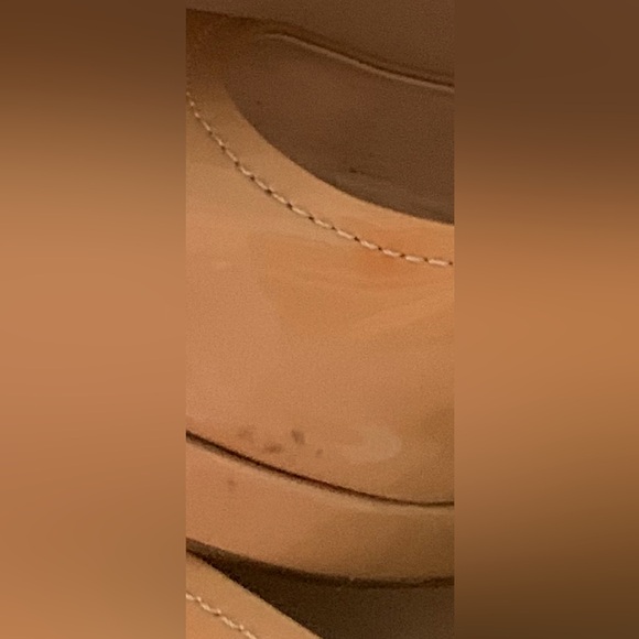 PRADA beige tan nude patent leather wedge heels Espadrilles Women 7.5 shoes - Picture 7 of 8